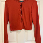 Julia Ribbed Knit Crop Top Long Sleeve Cutout Jewel Buttons Rust‎ Size L Orange Size L Photo 0