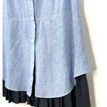 Derek Lam Derek 10 Lam Crosby Womens Button Front Black Pleated Trim Shirt Top Blue Size 6 Photo 3