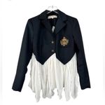 Free People FP  Ballet School Blazer Navy & White Cropped Academia Flowy sz S Photo 5