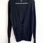 French Connection Cardigan Black V Neck Button Front Lightweight Knit Sz M EUC Photo 0