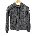 Billy T Leopard Print Hoodie Women's XS Gray Black Animal Print Ruffle‎ Pullover Photo 1