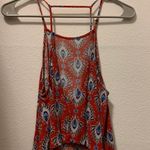 Forever 21 Red Feather Print High Neck Tank Crop Top Photo 2