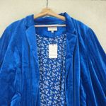 Skies Are Blue Curvy Blue Velvet Floral Lined Blazer Jacket Women's 3X Photo 4