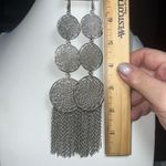Vintage Long Boho Mandala Fringe Earrings Silver Photo 4