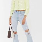 Urban Outfitters Xander Cropped Pale Neon Yellow Vegan Leather Jacket Photo 2