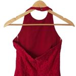 House Of CB Red Mialy Lace Halter Mini Dress Size Medium EUC Photo 3