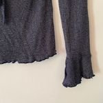 Free People  Intimately Navy Blue Metallic Shimmer Long Sleeve V-neck Tie Medium Photo 5