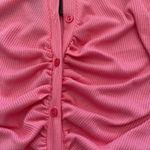 Pretty Little Thing NWT  hot pink ribbed ruched body suit sz large US 12 Photo 3