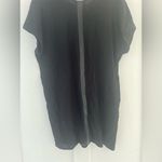 Madewell  Leather Edged Easy Shirt Dress Short Sleeve V-Neck in Black Size XS Photo 6