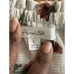 Active USA Cropped Floral Ruffle Sleeve Tie hem Front Blouse womens large Photo 4