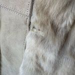LONDON LEATHERS Fur Suede Coat Womens Light Beige Belted Longline Collared Luxe Photo 4