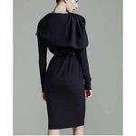 LANVIN Draped Twisted Wool long sleeved sweater dress in gray size small Photo 15