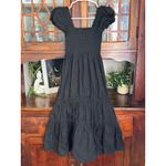 OPT Black Square Neck Puff Sleeve Smocked Tiered Midi Dress Womens Size S Photo 2