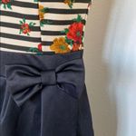 Black Dress with Floral Striped Top Size M Photo 2