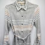 Roxy Gauzy Striped Shirt Dress with Belt 100% Lightweight Cotton Button Front Photo 6