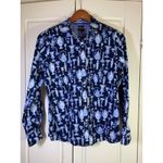 Talbots  Non Iron‎ Vase Pots Print Long Sleeve Button Shirt Womens 6 Blue Preppy Photo 1