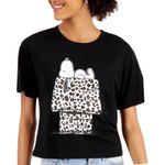 Love Tribe NWT Leopard Print Snoopy Cropped Short Sleeve Tee Photo 1