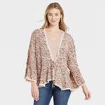 Knox Rose Floral Crochet Trim Kimono Photo 5
