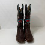 Noble Outfitters Stylish Brown Leather Ankle Boots with Embroidered Accents Size 9 Photo 1