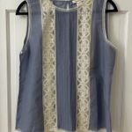 Sundance  Semi Sheer Romantic Boho Silk Blend‎ Sleeveless Top Blue Mia Bella Sz M Photo 0