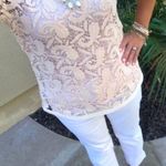 Loft Crochet Lace Paisley Cutout Sheer Overlay Blouse Top Ballet Pink Small Photo 0