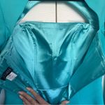 Jovani NWOT Teal Mini Dress with Feather Cuffs Size 8 Photo 9