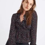 Madewell  Silk Ruffle-Hem Wrap Top in Starry Night Photo 1