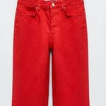 ZARA MID RISE RED STRAIGHT JEANS Photo 7