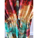 Curvy Plus Boho Size 1x Blouson Dress Multicolor 3/4 Sleeve by Madison Paige Green Photo 3