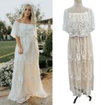 Baltic Born  The Leon White Off Shoulder Maxi Dress Lace Crochet Size XL Photo 1