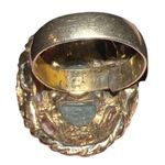 Vintage Women's Jade Stone Gold Tone Ring Jewelry Accessories Adjustable Size Photo 2