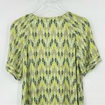 Fossil  dress women's M green geometric print V neck short sleeve midi shift Photo 3