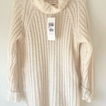 Carmen Steffens Maison White Cream Chunky Knit Sweater Dress Turtle Neck NWT Photo 0