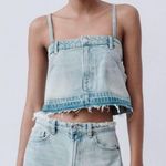 ZARA  Crop Denim Jean Spaghetti Strap Top - NWT Photo 0