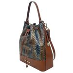 Brahmin  Marlowe Embossed Leather Bucket Bag Bottle Blue Fletcher Photo 5