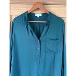 Anthropologie Cloth & Stone Emerald Green Long Sleeve Button Blouse Women’s XS Photo 3