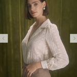 RIHOAS The Apricot Lapel Floral Embroidery Blouse 2 White Size M Photo 1