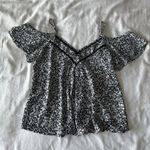 Sienna Sky Black White Floral Print Cold Shoulder Blouse Photo 0