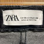 ZARA Black SIZE 4 black jeans. Raw hem that hits just above the ankles. Faded Photo 1