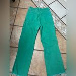 ZARA green denim Women's Flare Jeans raw hem size 4 Photo 6