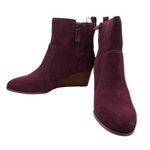 Violet & Red Jay Jay Ankle Boots Wedge Suede Burgundy SZ 8 Leather Boho Festival Purple Photo 0