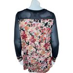 LOGO By Lori Goldstein Printed Sheer Top with Solid Details Medium Black Photo 6