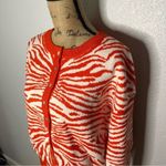 Halara Orange sz M Round Neck Button Front Animal Print Cardigan Photo 83