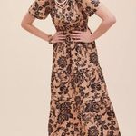 Anthropologie NWT by  Somerset Maxi in Brown Motif Floral Tiered Cotton Dress L Photo 1