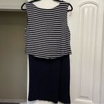 Expresso Sleeveless Navy Blue Tie Front Striped Dress/ Very Soft Size XL Photo 1