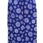 Norton Mcnaughton Vintage 80s Navy Blue White Medallion Rayon Midi Skirt M L Photo 1