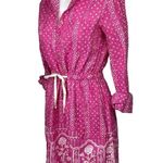 Anthropologie Meadow & Rue Pink Cotton Floral Tie Waist Button Up Shirt Dress 2 Photo 3