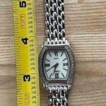 DMQ Diamonique Ladies Watch Cubic Zirconia Pearl Dial Stainless Bracelet Photo 9