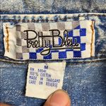 80s VINTAGE PRETTY BLEU RHINESTONE DENIM BUTTON UP BLOUSE Blue Size M Photo 3