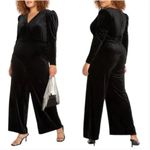Eloquii Jumpsuit Size 18 NWT Black Velvet Tie Belt Wide Leg Cocktail Evening Photo 1